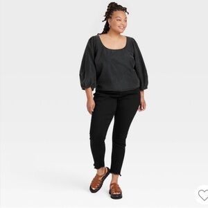 NWT Ava & Viv Balloon 3/4 Sleeve Blouse in Black sold out size 2X